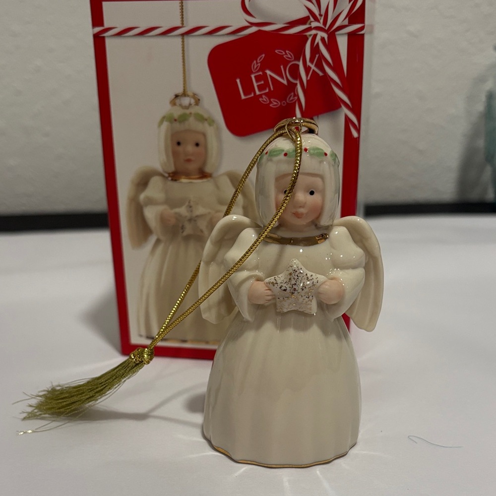 Lenox Ivory Angel Ornament with Gold Accents